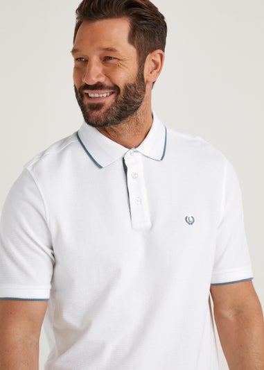 Lincoln White Textured Polo Shirt