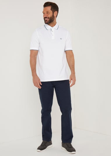 Lincoln White Textured Polo Shirt