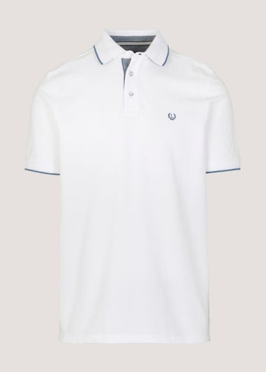 Lincoln White Textured Polo Shirt