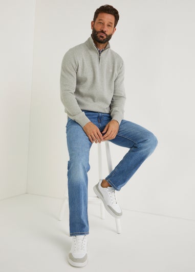 Lincoln Grey Quarter Zip Mock Neck Sweatshirt