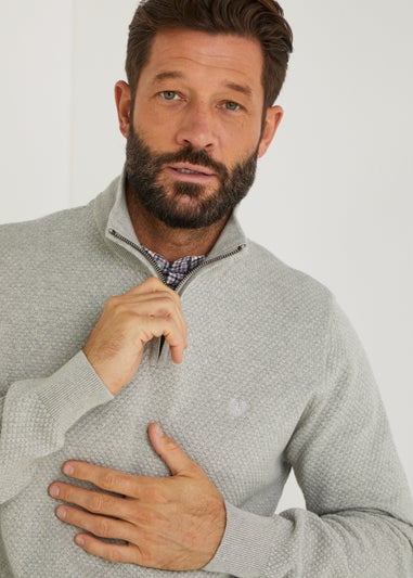 Lincoln Grey Quarter Zip Mock Neck Sweatshirt
