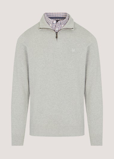 Lincoln Grey Quarter Zip Mock Neck Sweatshirt