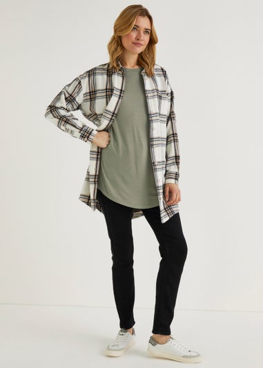 Khaki Viscose Longline Top