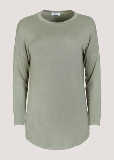 Khaki Viscose Longline Top