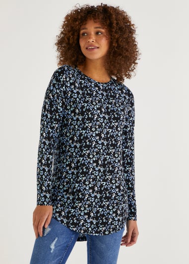 Multicoloured Animal Print Viscose Longline Top