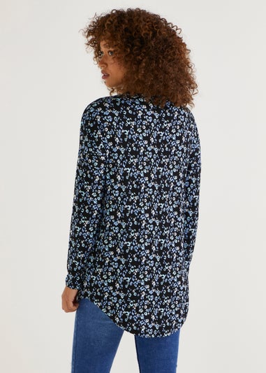 Multicoloured Animal Print Viscose Longline Top