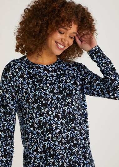 Multicoloured Animal Print Viscose Longline Top