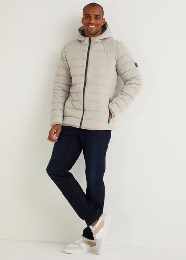 Taupe Hooded Packable Puffer Jacket