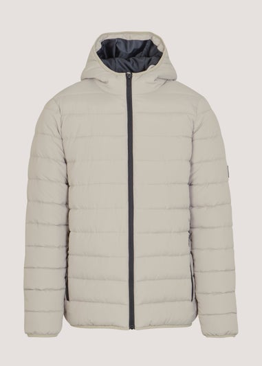 Taupe Hooded Packable Puffer Jacket