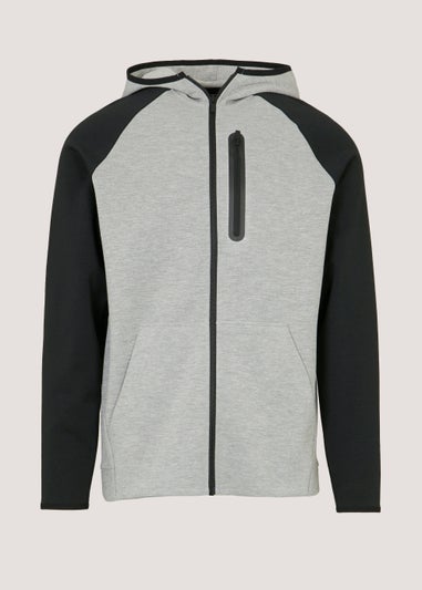 US Athletic Grey & Black Bonded Zip Up Hoodie