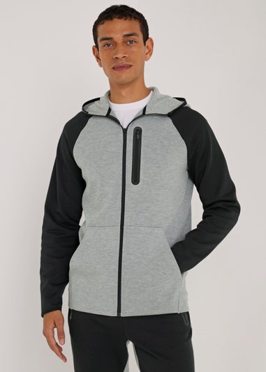 US Athletic Grey & Black Bonded Zip Up Hoodie