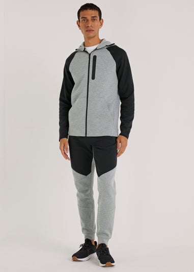 US Athletic Grey & Black Bonded Zip Up Hoodie