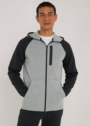 US Athletic Grey & Black Bonded Zip Up Hoodie