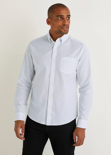 White Print Oxford Shirt