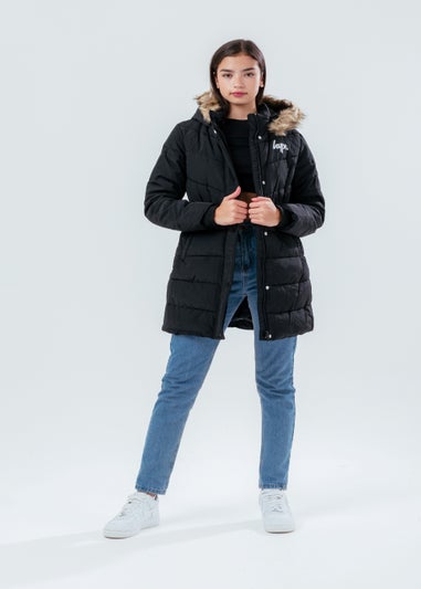 Kids HYPE. Black Padded Parker Jacket