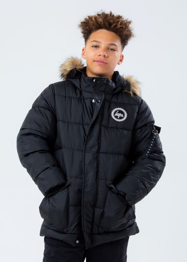 Kids HYPE. Black Faux Fur Explorer Jacket