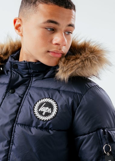 Kids HYPE. Navy Faux Fur Explorer Jacket