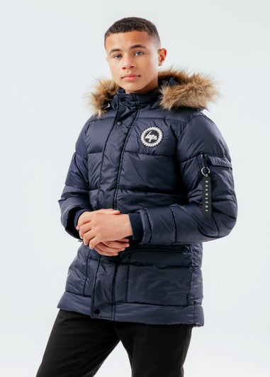 Kids HYPE. Navy Faux Fur Explorer Jacket