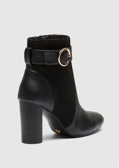 NOVO Black Kimchi Gold Buckle Ankle Boots