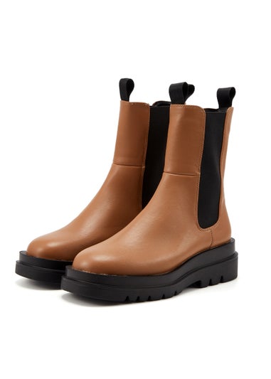 NOVO Tan Zwolle Chunky Ankle Boots