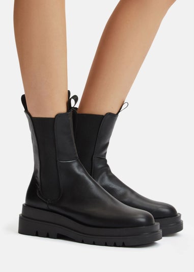 NOVO Black Zwolle Wide Fit Chunky Ankle Boots