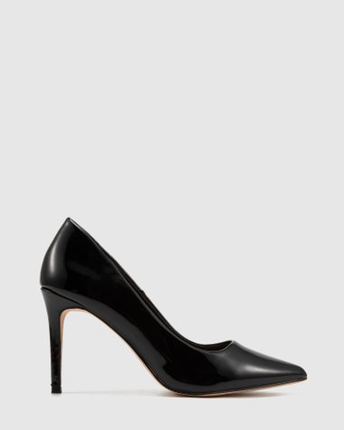 NOVO Black Patent Impossible Court Shoes