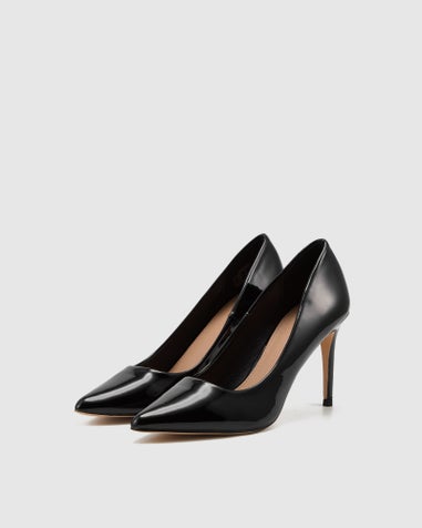 NOVO Black Patent Impossible Court Shoes
