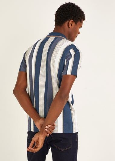 Multicoloured Stripe Half Zip Polo Shirt