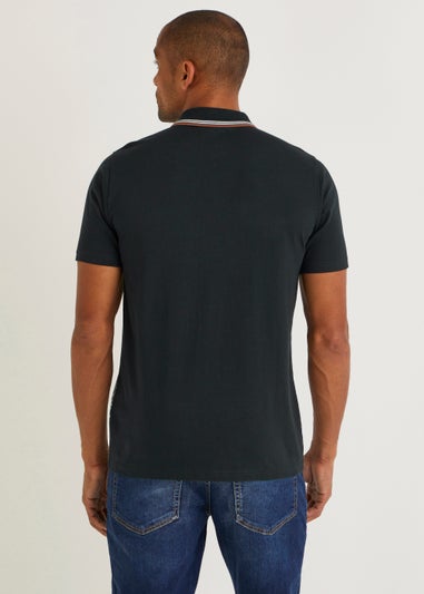 Black Panel Smart Polo Shirt