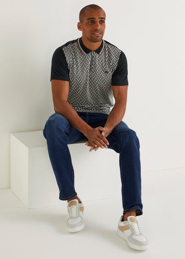 Black Panel Smart Polo Shirt