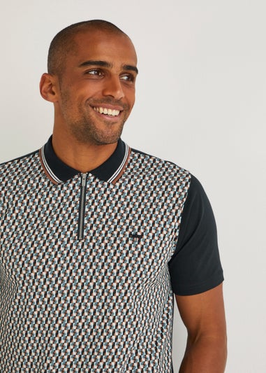 Black Panel Smart Polo Shirt