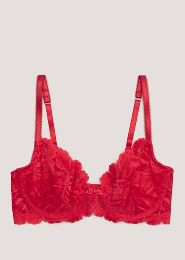 Red Lace Non Padded Bra