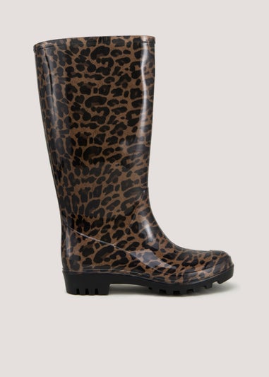 Brown Leopard Print Tall Wellies Matalan