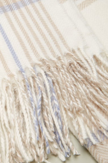 Cream & Blue Check Scarf