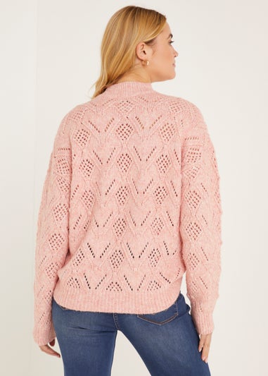 Coral Bobble Pointelle Jumper