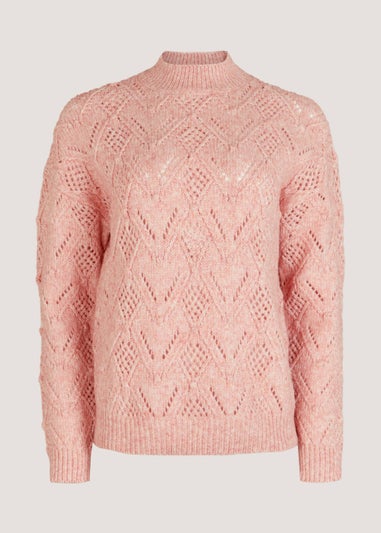 Coral Bobble Pointelle Jumper