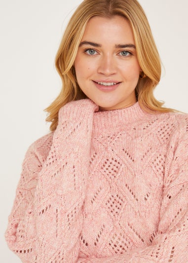 Coral Bobble Pointelle Jumper