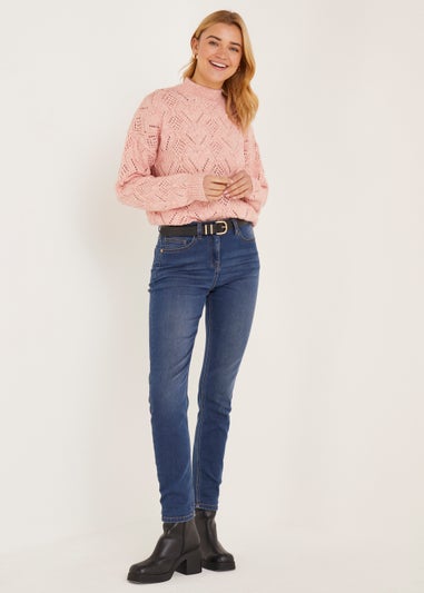 Coral Bobble Pointelle Jumper