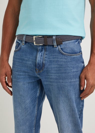 Lincoln Mid Wash Straight Fit Belted Jeans