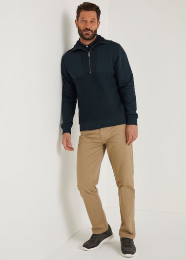 Lincoln Navy Quarter Zip Funnel Neck Sweatshirt