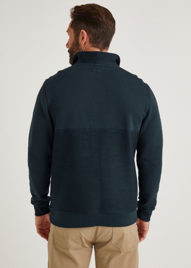 Lincoln Navy Quarter Zip Funnel Neck Sweatshirt