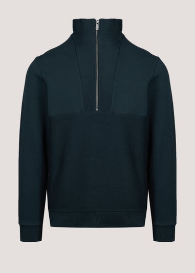 Lincoln Navy Quarter Zip Funnel Neck Sweatshirt