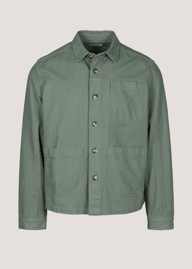 Green Herringbone Shacket