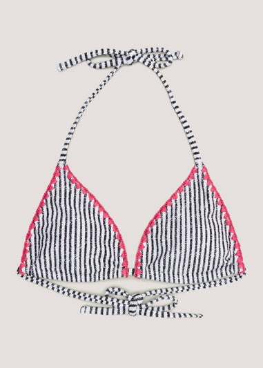 White Stripe Triangle Bikini Top