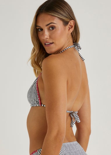 White Stripe Triangle Bikini Top