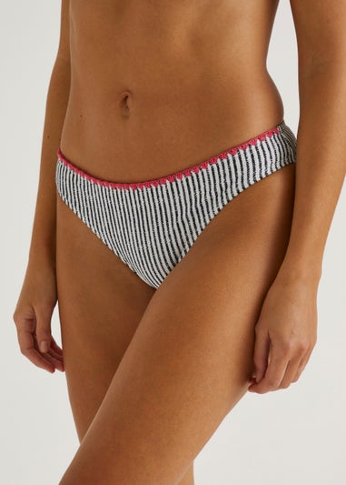 White Stripe Mini Bikini Bottoms