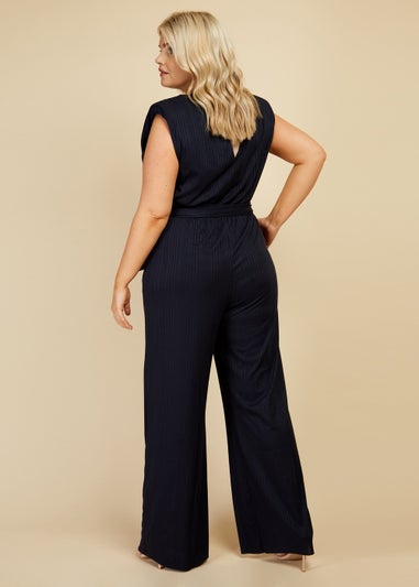 Little Mistress Navy Tie Waist Jumpsuit