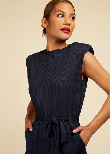 Little Mistress Navy Tie Waist Jumpsuit
