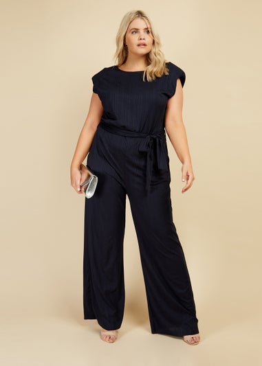 Little Mistress Navy Tie Waist Jumpsuit