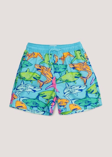 Boys Blue Shark Swim Shorts (3-11yrs)